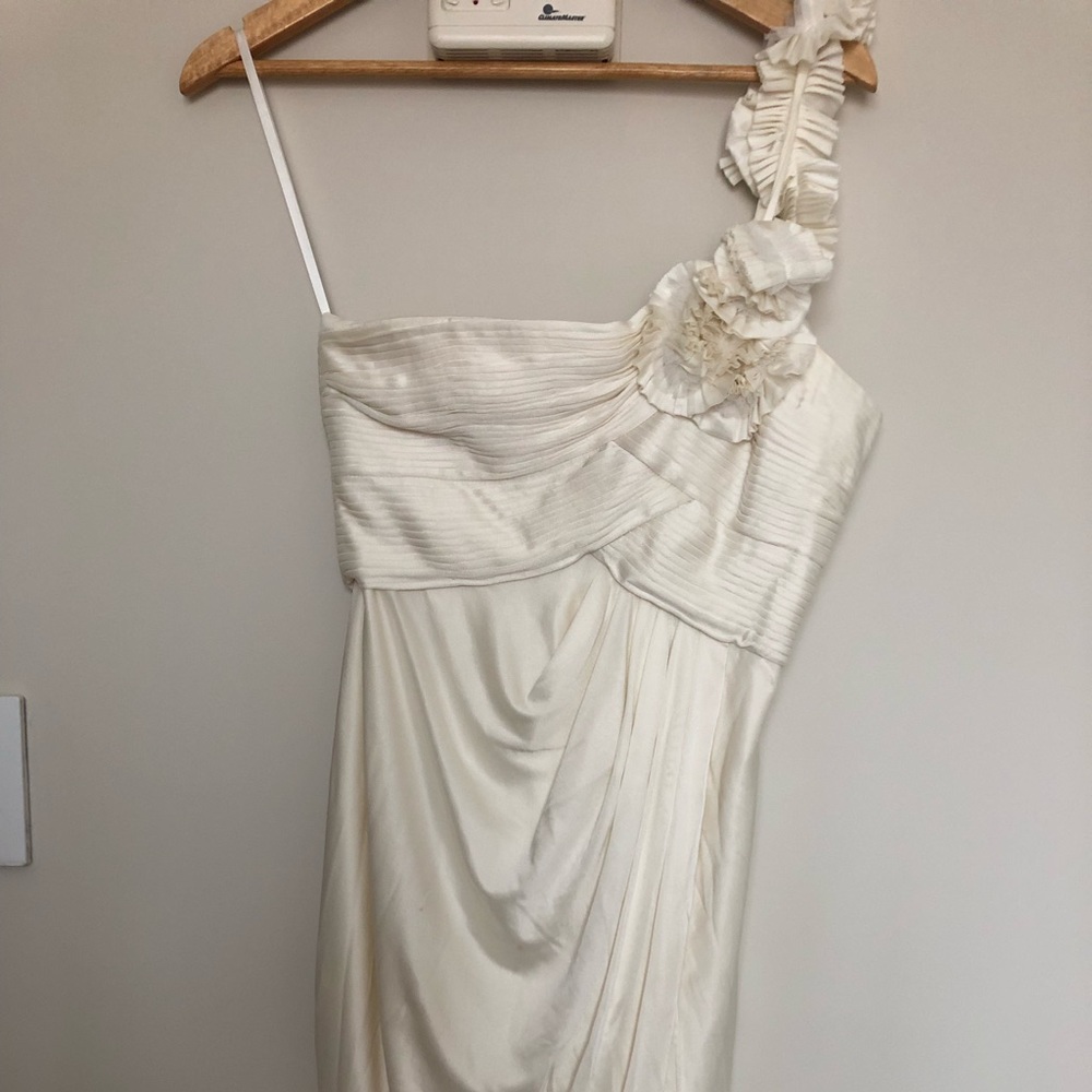 BCBGMaxazria White One Shoulder Dress